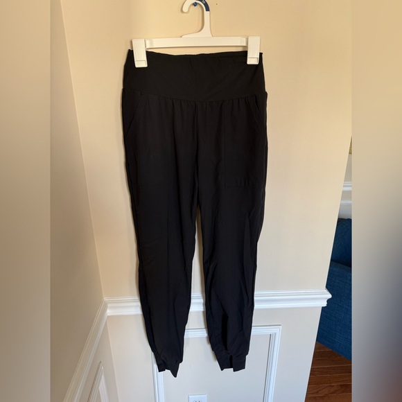 Size Small Black High Waisted Plain Pocket Casual Joggers Athletic Activewear - Picture 2 of 6
